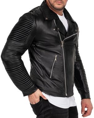 Reichstadt Bikerjacke Herren ECHTLEDER Jacke RS006LUX (1-St) mit Rippenmuster & Zippern