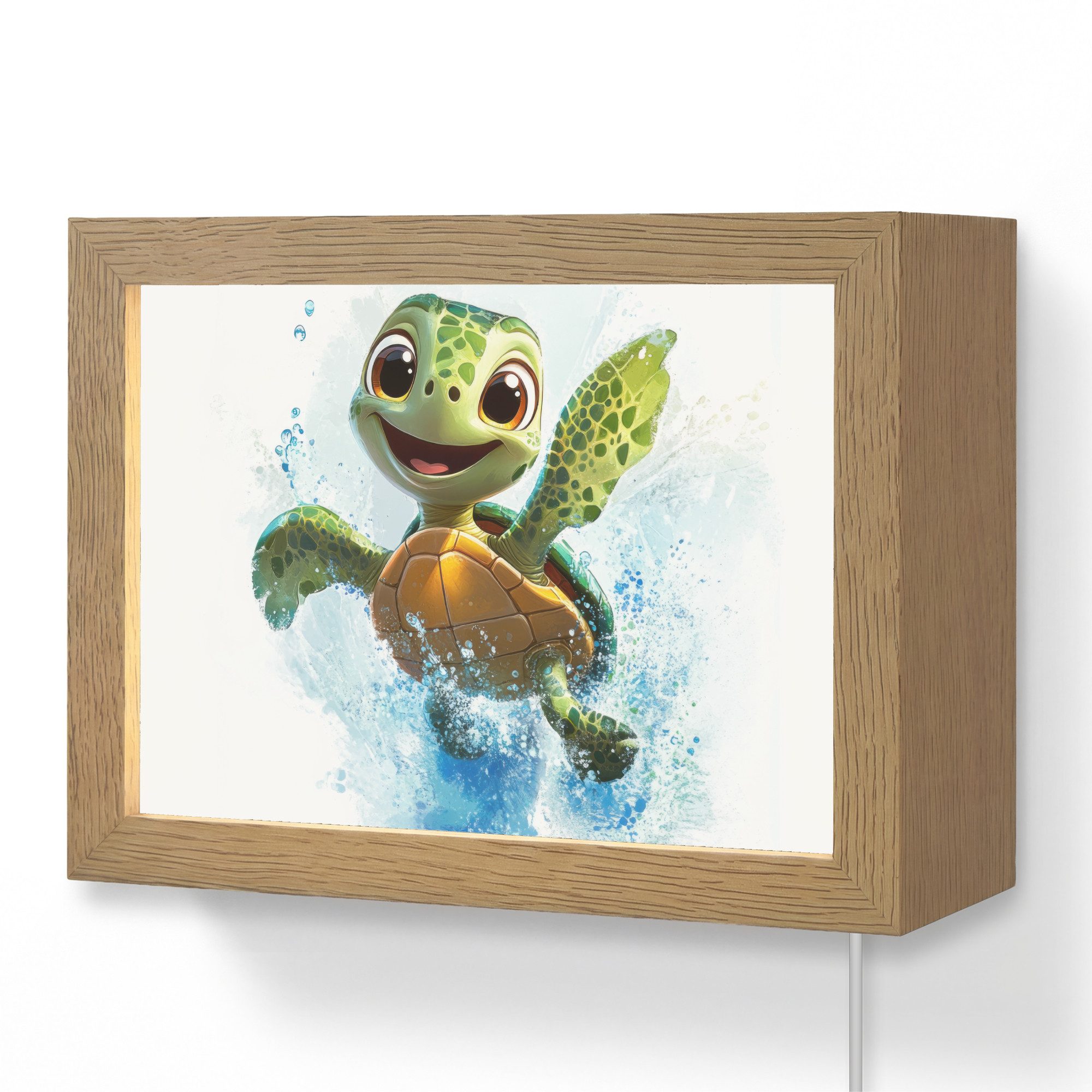 OnlyWow Wandleuchte Lightbox Schildkröte - Cartoon - Wasser - Grün - Jungen, Dimmbar, Farbwechsel, LED, Warmweiß, Kaltweiß, Neutralweiß Einstellbar, Wandlampe Innen, Dimmbar, mit Kabel, LED, Modern, Kinder