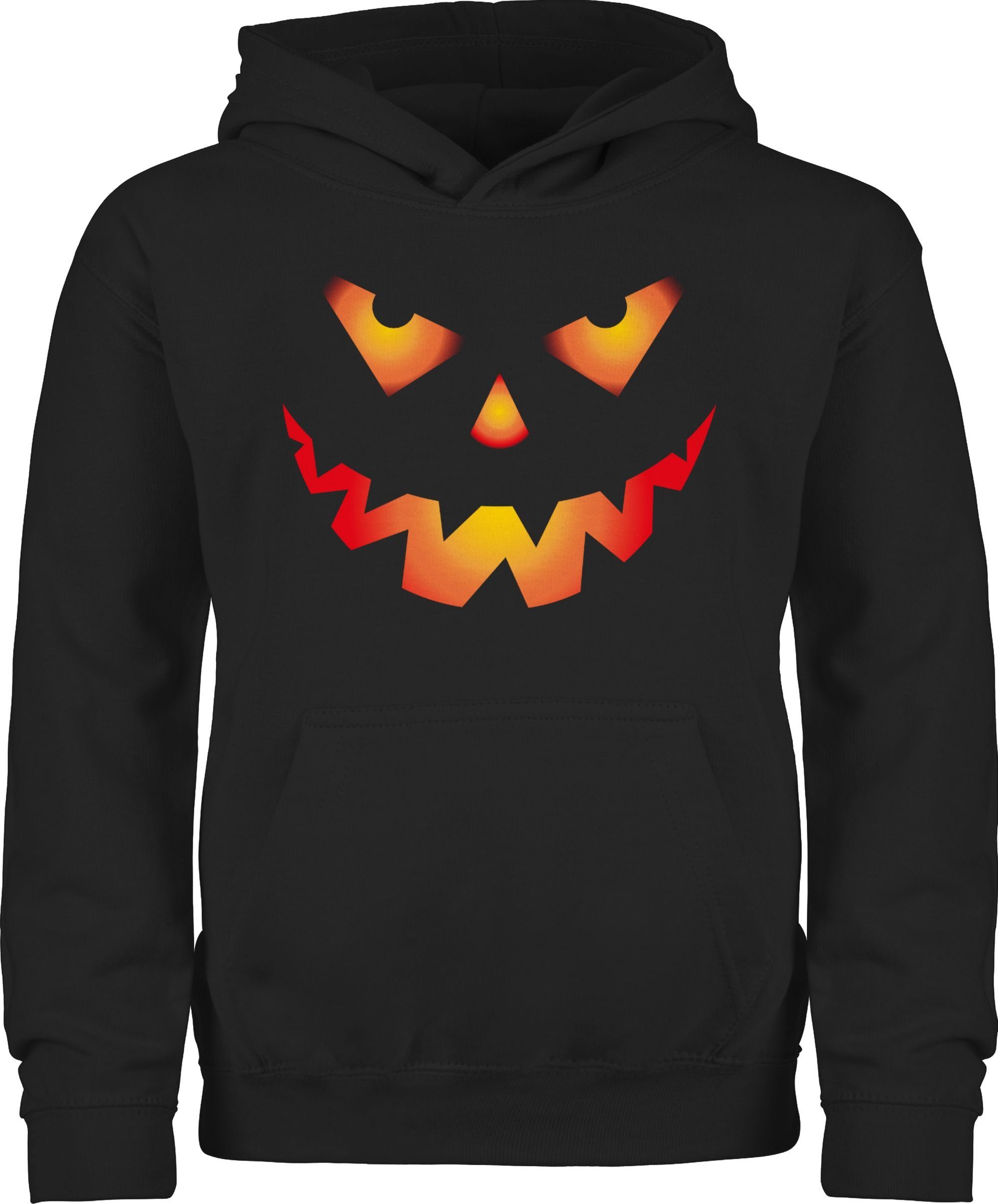 Shirtracer Hoodie Halloween Kürbis Gesicht Gruseliger Kürbisgesicht Gruselig Böse Halloween Kostüme für Kinder 1 Schwarz