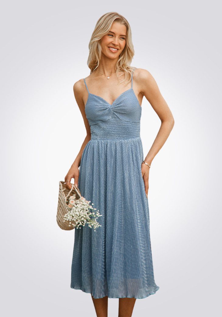 Cupshe Midikleid Spaghettiträger Plissiert Gesmokt