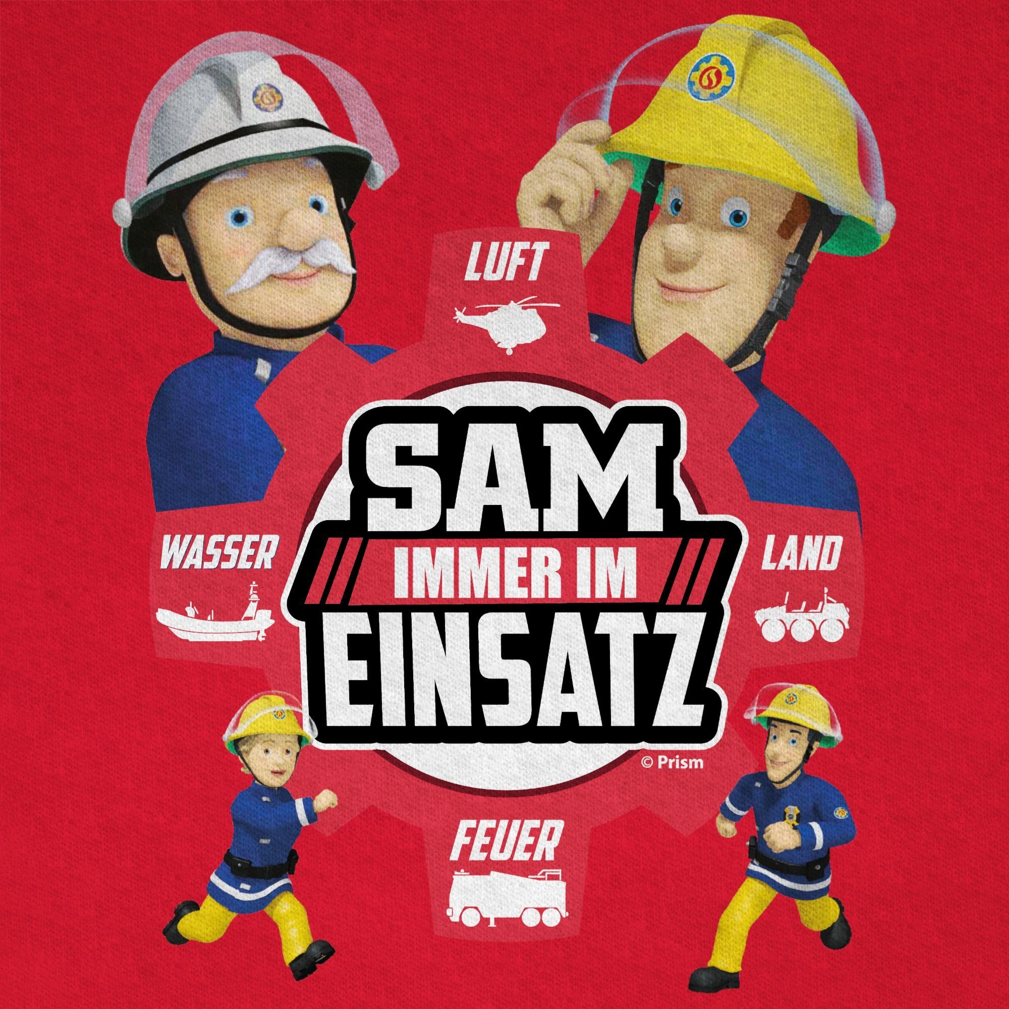 Sam Shirtracer Jungen Feuerwehrmann T-Shirt im 02 Einsatz Immer - Sam Rot