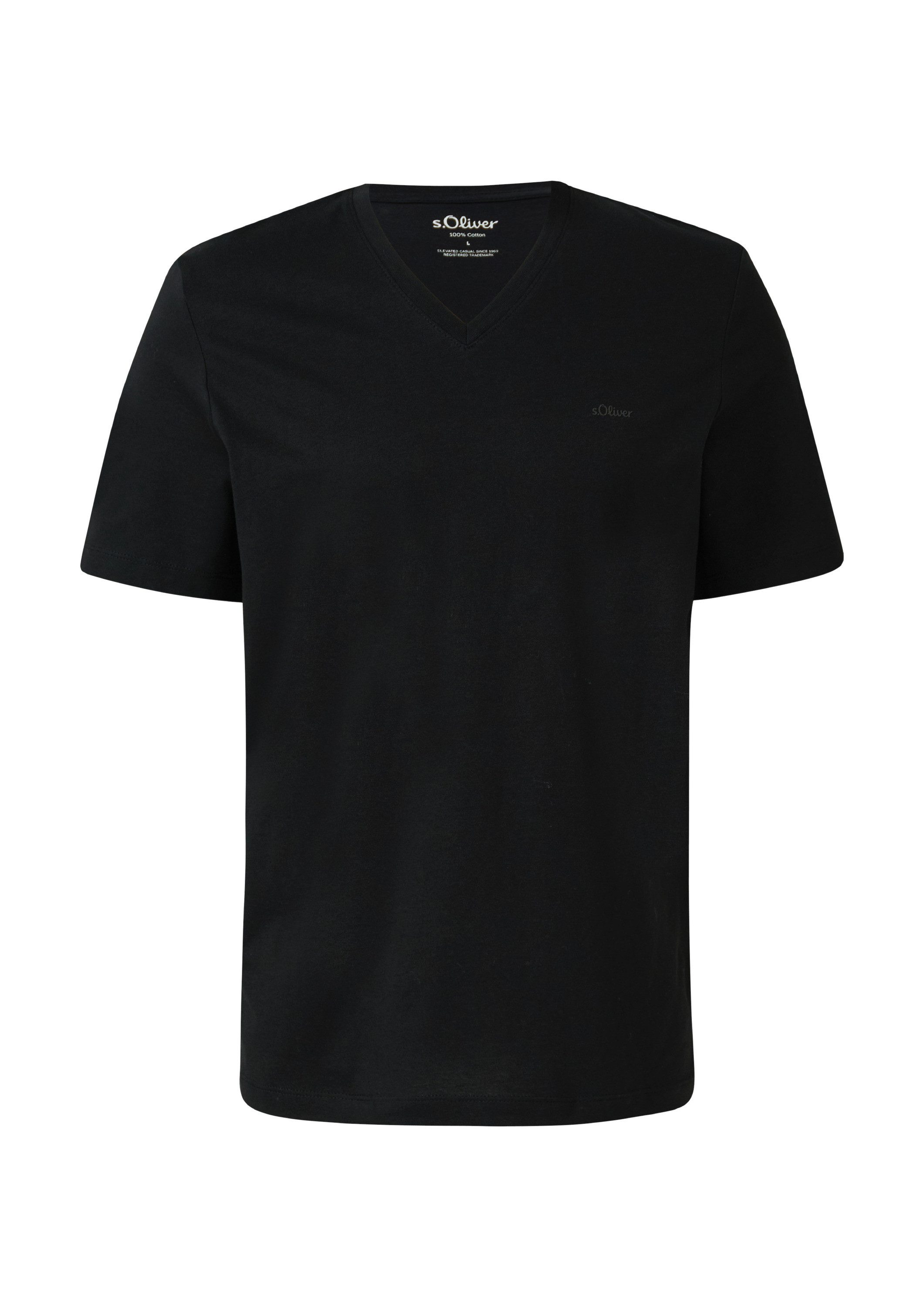 s.Oliver Kurzarmshirt T-Shirt Baumwoll-T-Shirt mit V-Ausschnitt und Logopri günstig online kaufen