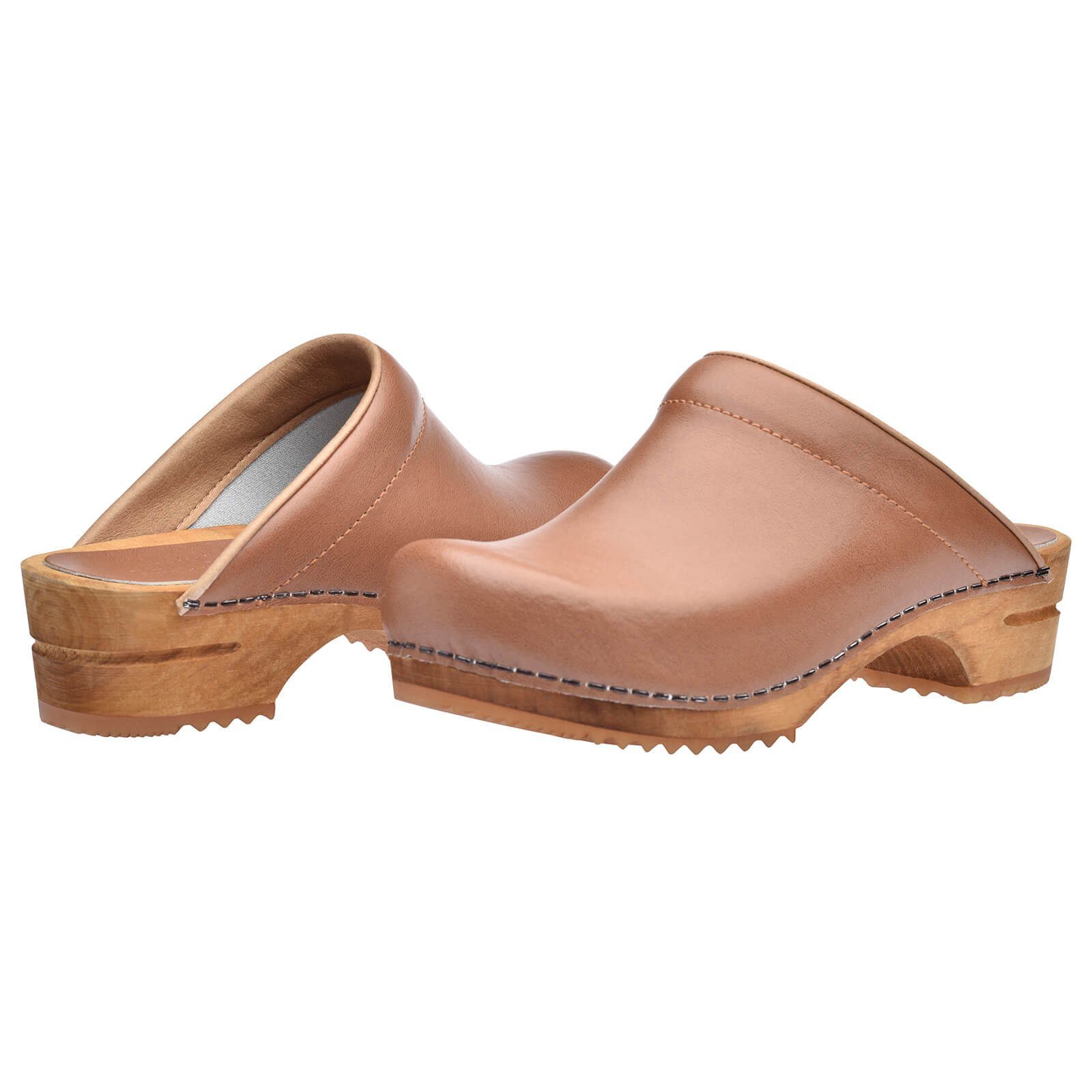 Sanita Wood-Lotte Open Clog Cognac Sandale
