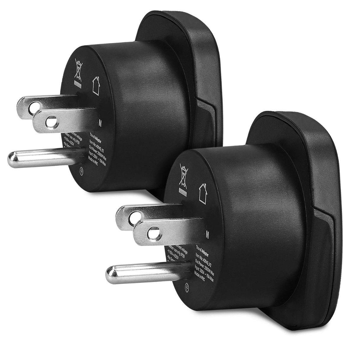 2x Reiseadapter USA Typ-B - Stromadapter für USA Steckdosen Adapter