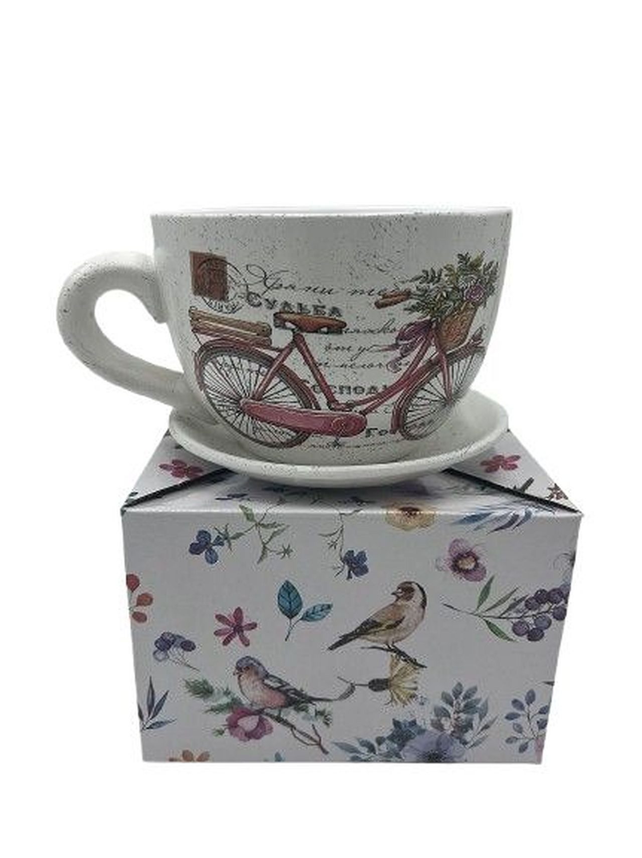 Exner GmbH Garten- & Wohnaccessoires Pflanzschale XXL Pflanztasse mit Unterteller – Vintage-Charme für Garten & Balkon