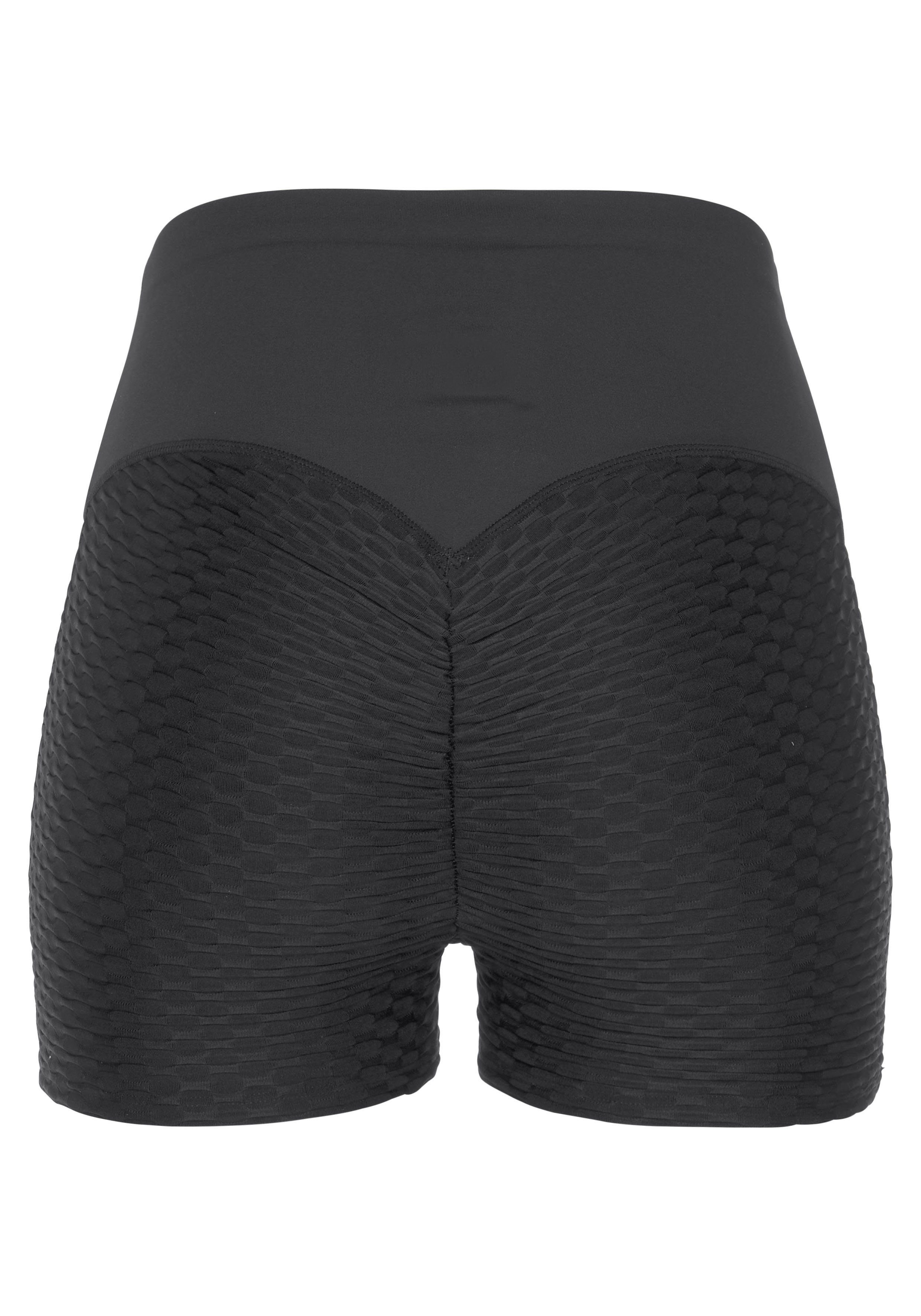 active vivance Shorts schwarz Bund Hose -Kurze mit breitem und Wabenoptik
