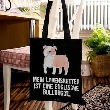 Mr. & Mrs. Panda Tragetasche Englische Bulldogge Lebensretter - Schwarz - Geschenk, Beuteltasche, (1-tlg), Lange Tragegriffe