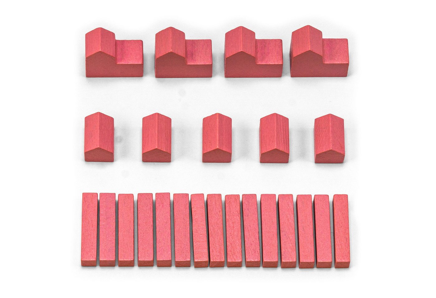 Waldfelsen Spiel – Holz-Figuren Spielfiguren Ersatz passend für Die Siedler von Catan, Spielmaterial, Verschiedene Farben