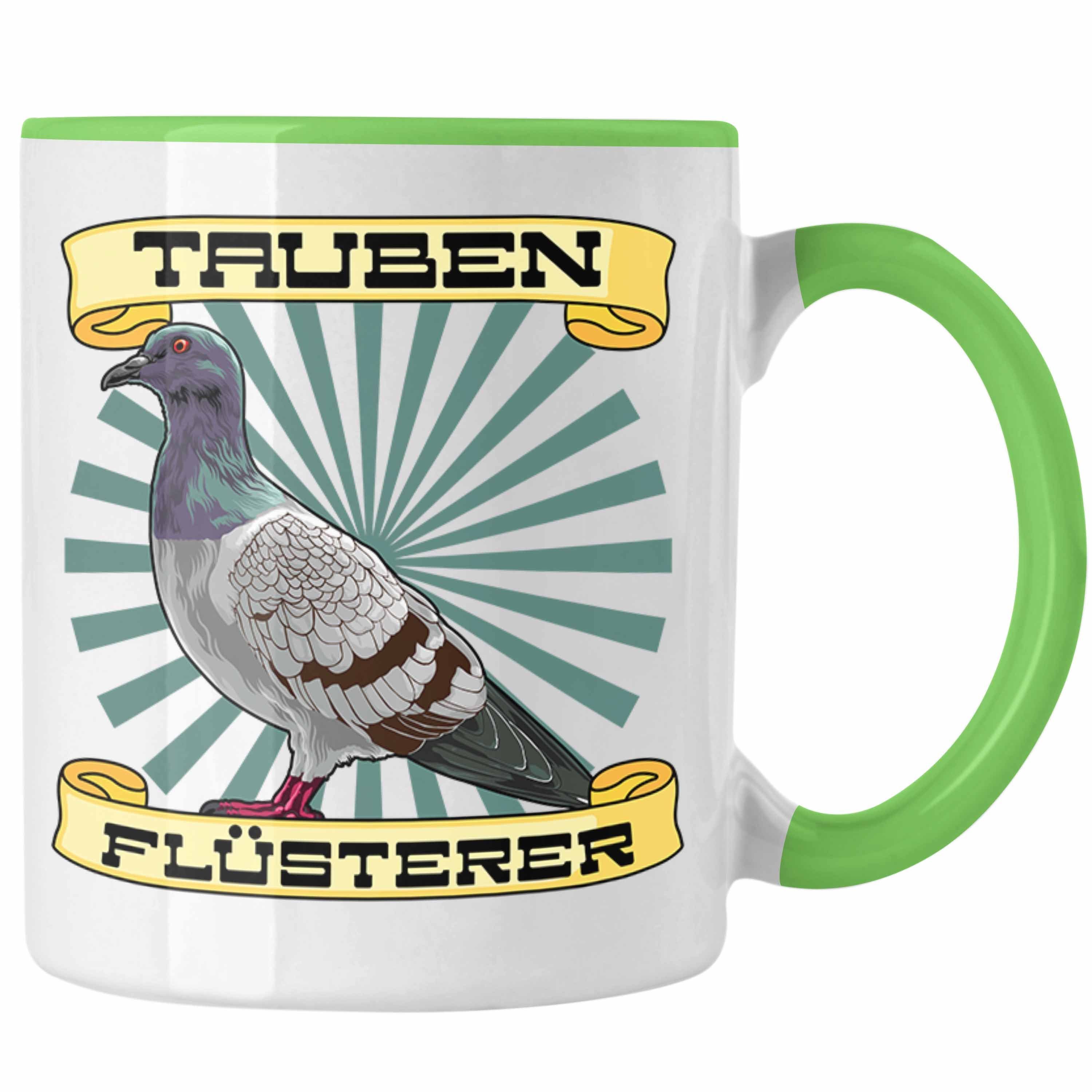 Trendation Tasse Trendation - Tauben Geschenkidee Taubenflüsterer Tasse mit Spruch für Taubenbesitzer Geschenk Taubenzüchter Grün