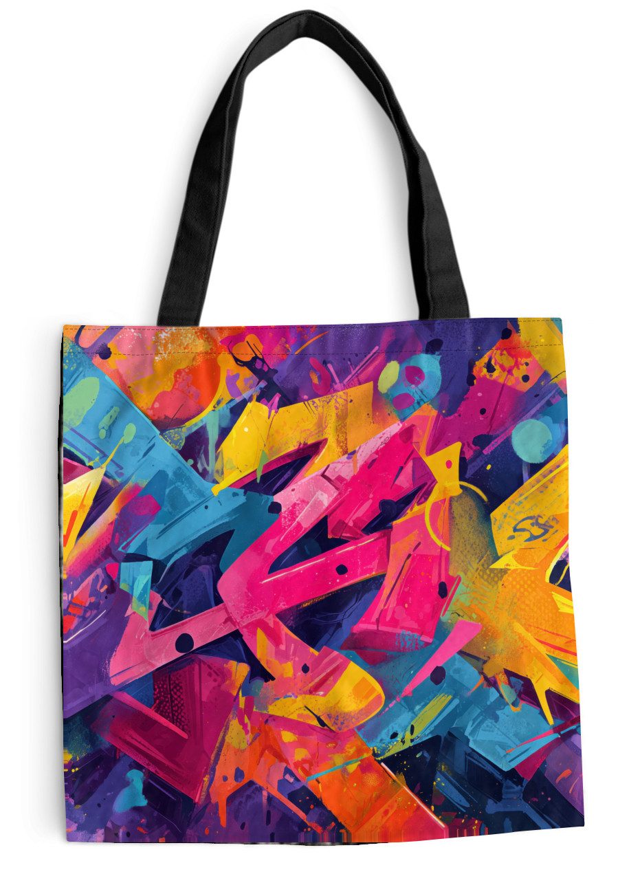 MuchoWow Shopper Abstrakt - Formen - Farbenfroh, Handtasche, Damen und Herren, Schultertasche, Umhängetasche, Tote Bag