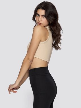 Freshlions Crop-Top Ribbed Basic Crop Top 'Asena' in camel - XS Ohne