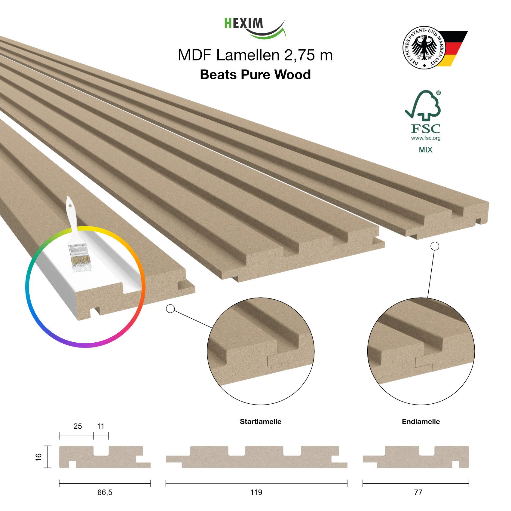 Hexim Wanddekoobjekt Beats Standard Pure Wood günstig online kaufen