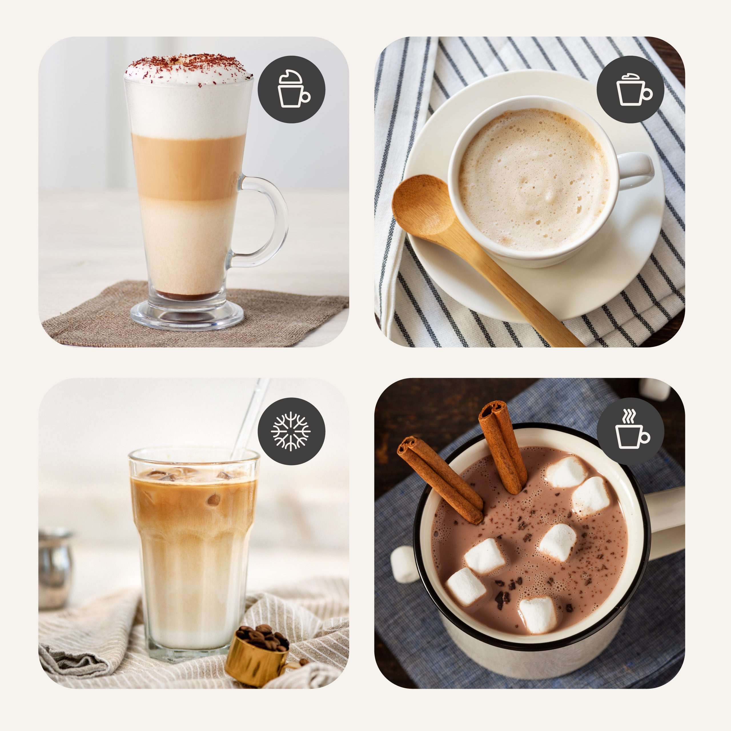 Zeegma Milchaufschäumer MILKEE, 500,00 W, 4 Modi: Heiß- und Kaltschäumen/Touch-Bedienfeld/500 W