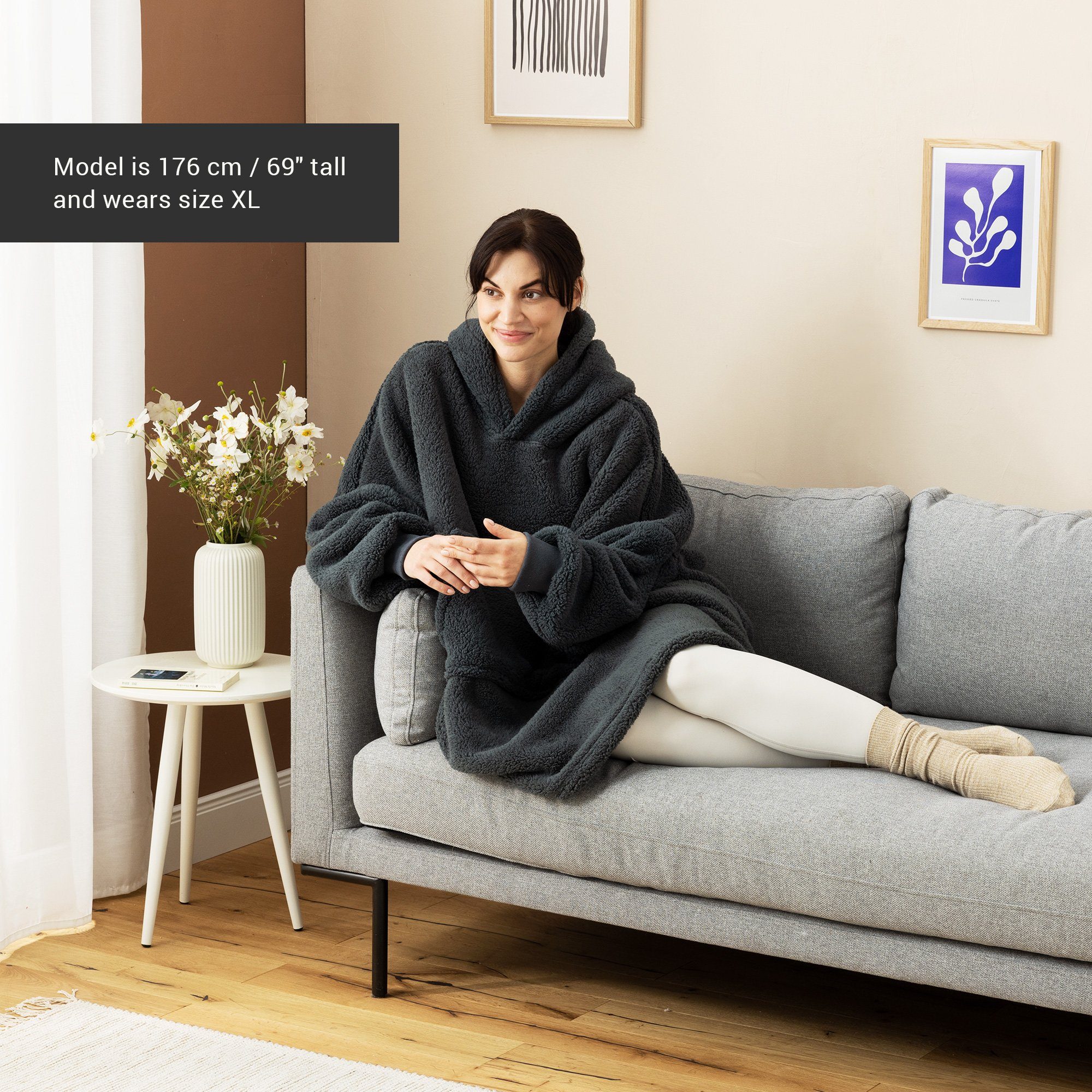 HOMELEVEL Bademantel Unisex Fleece Hoodie Pullover günstig online kaufen