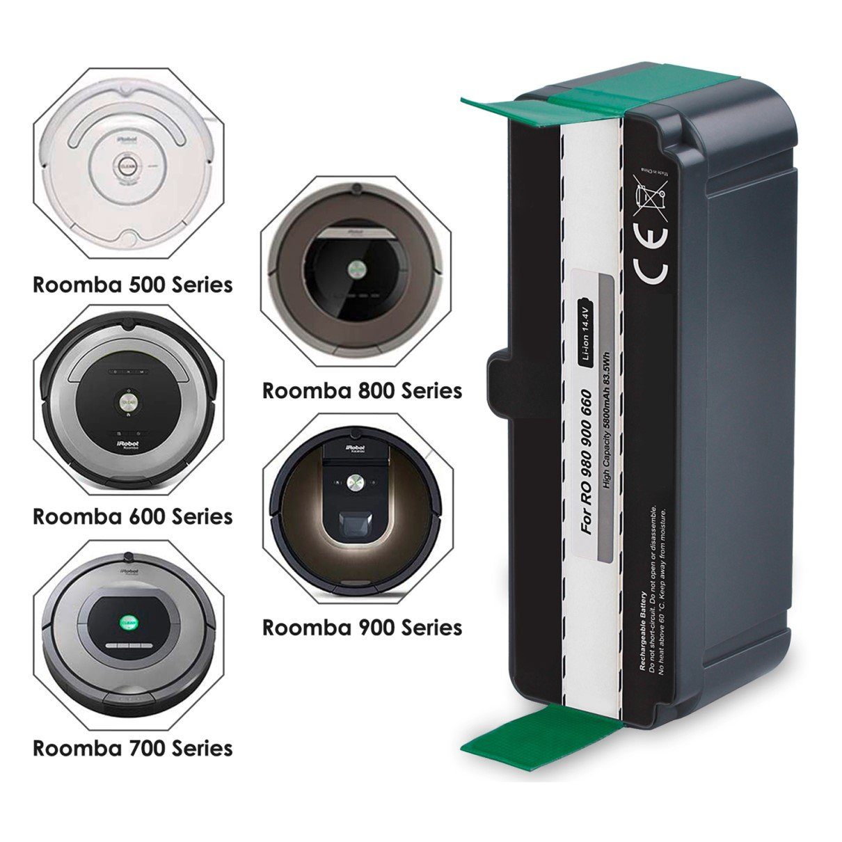 Akku kompatibel iRobot Roomba 500 600 700 800 900 2130LI 4374392 4376392 4462425 4502233 11702 Staubsauger-Akku