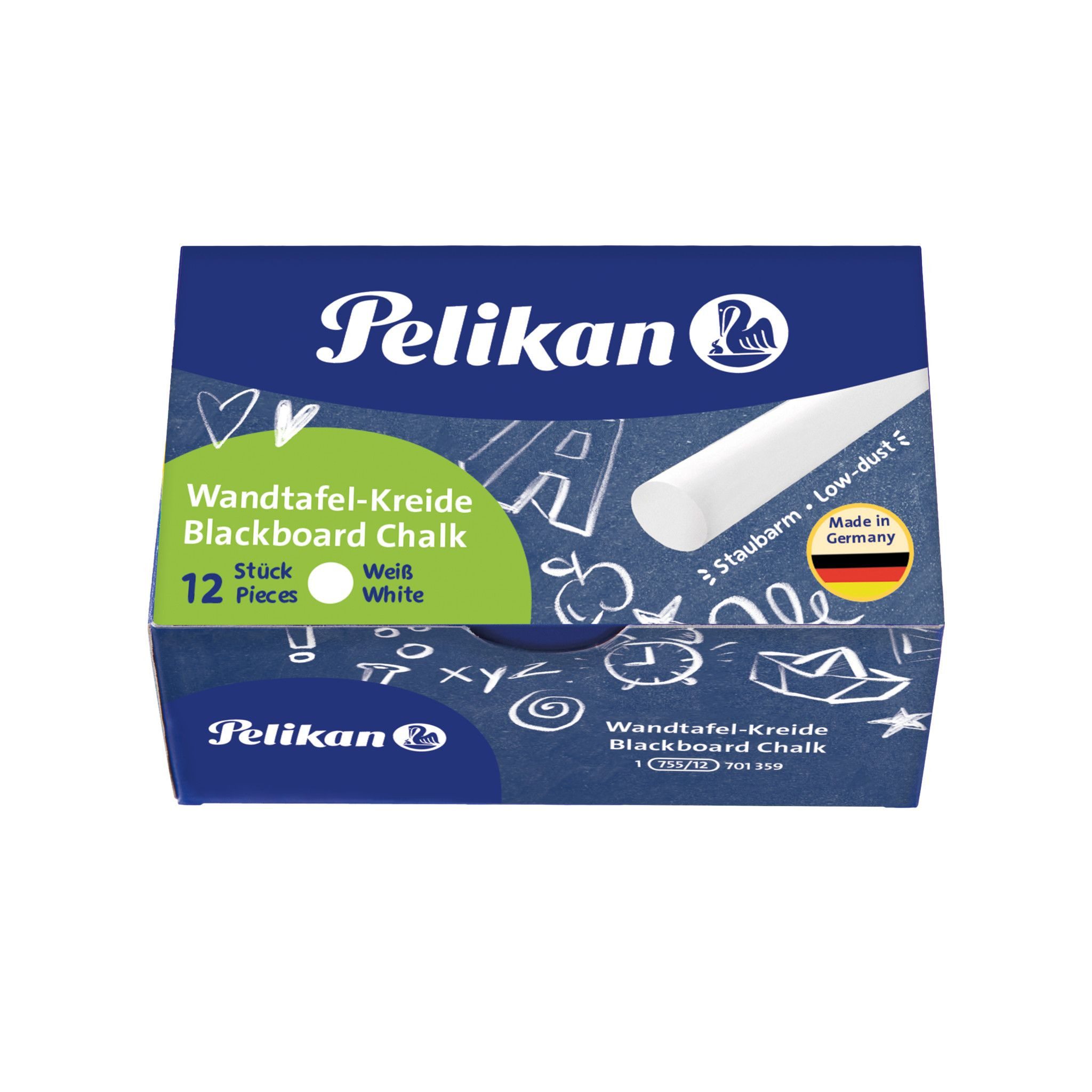 Pelikan Handgelenkstütze Pelikan Wandtafelkreide 755 weiß 12 Stk. Faltschachtel