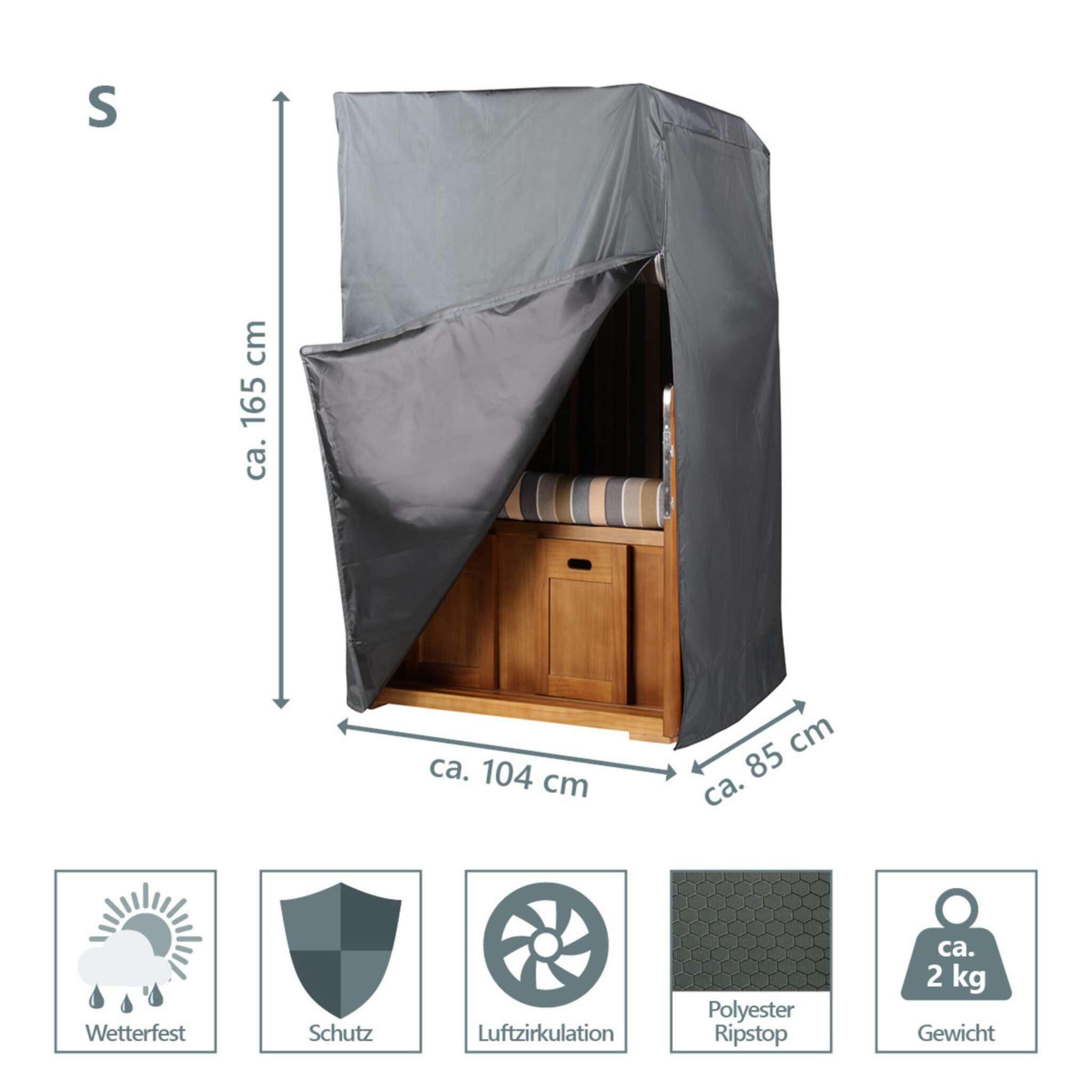 bene living Strandkorb-Schutzhülle Prestige Protect - Größe S (Outdoor-Set, 1-St., Strandkorb-Schutzhülle inkl. Aufbewahrungstasche), UV-beständig, witterungsbeständig, atmungsaktives Polyestergewebe
