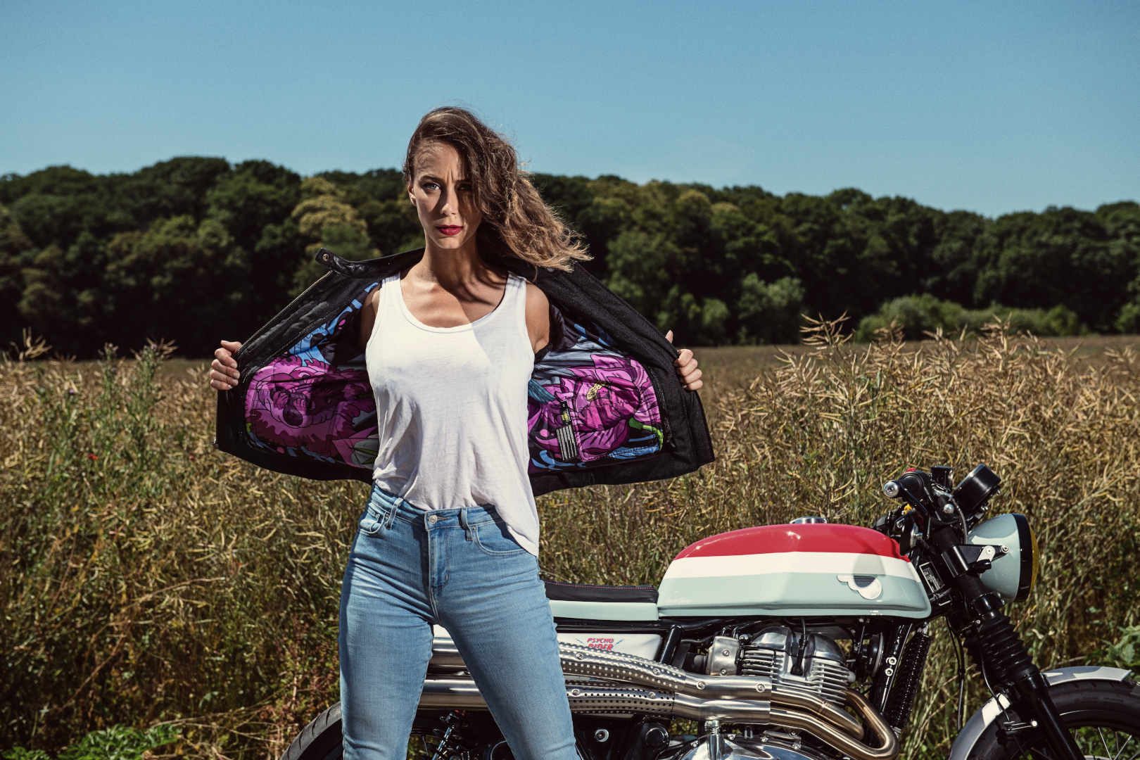 Segura Motorradjacke Subotai Damen Motorrad Lederjacke herausnehmbares Innenfutter