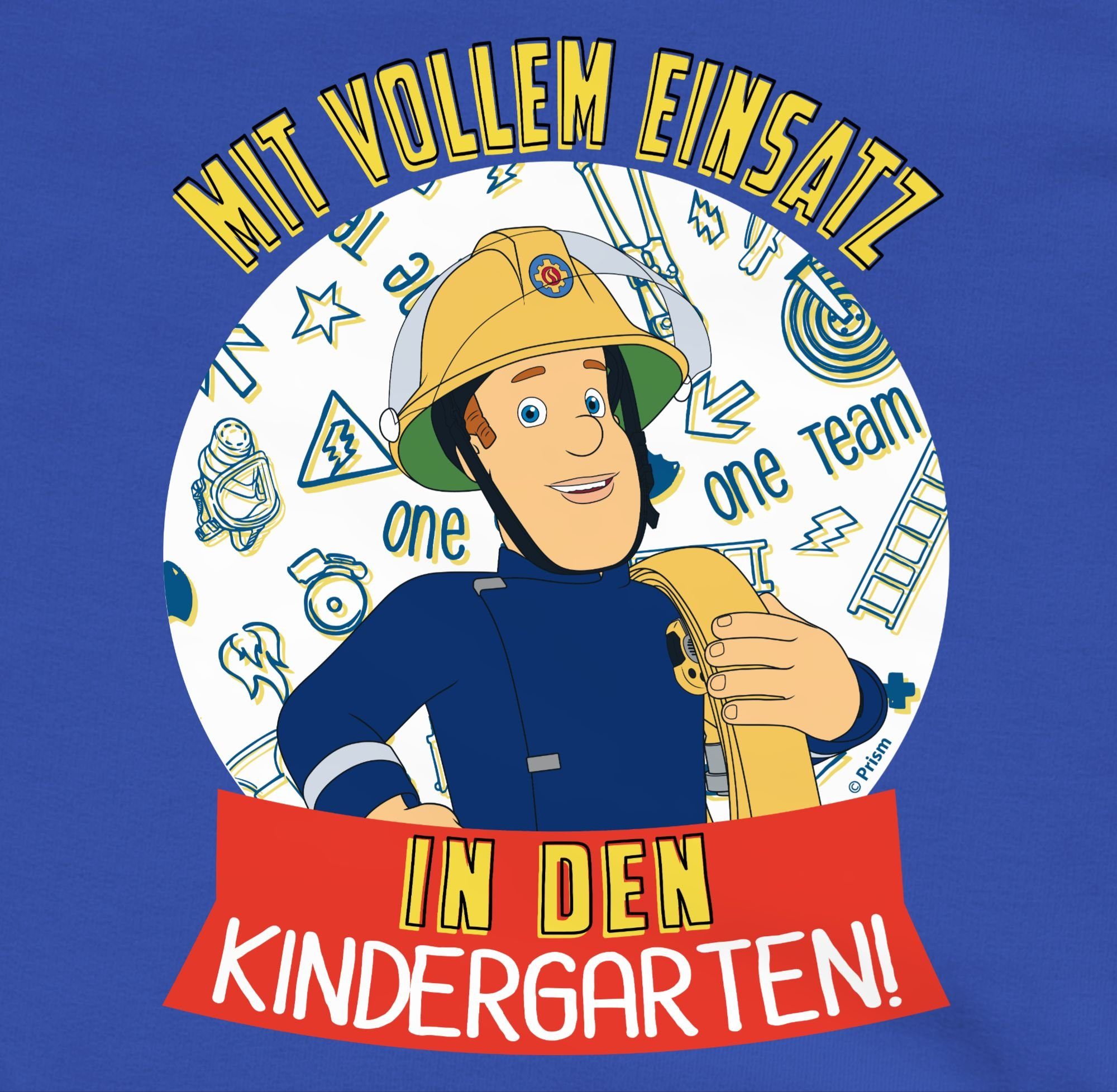 Sweatshirt Sam 3 Mit Feuerwehrmann vollem Royalblau Mädchen Kindergarten! Shirtracer in den Einsatz