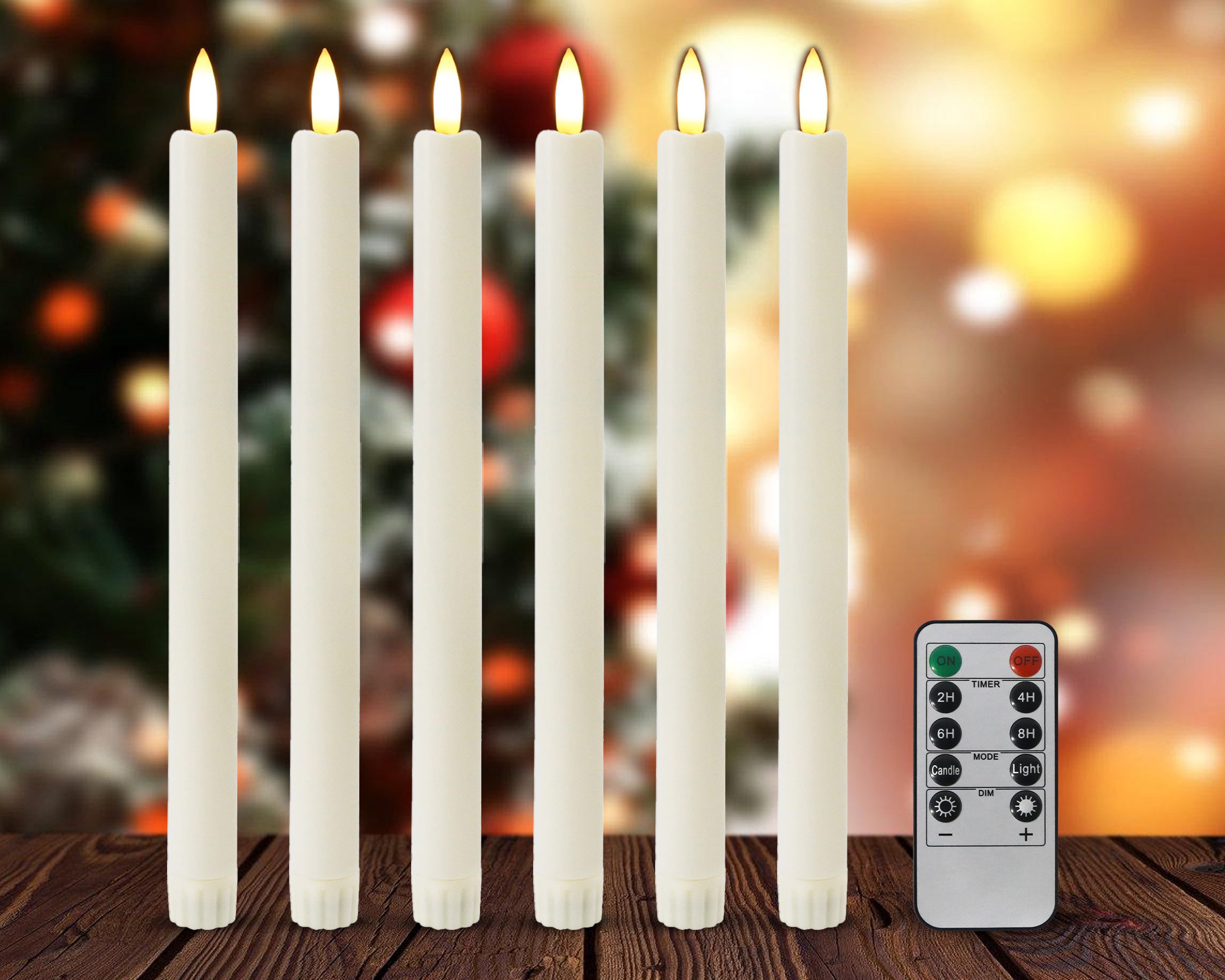 Gotoll LED-Kerze K-TZ06 6pcs Палка свечи Flammenlose Tischkerzen Weihnachten Свечи (Timerfunktion für 2, 4, 6 und 8 Stunden, Zwei Modi und Dimmbar), Warmweiße mit Fernbedienungs und Timer