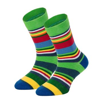 FussFreunde Thermosocken 6 Paar warme Ringel Kindersocken mit Frotteefutter, Thermo Socken