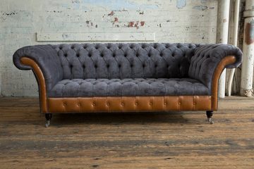 JVmoebel Chesterfield-Sofa Klassische Chesterfield Textil Couch Sofa Sitz Polster Stoff, Die Rückenlehne mit Knöpfen.