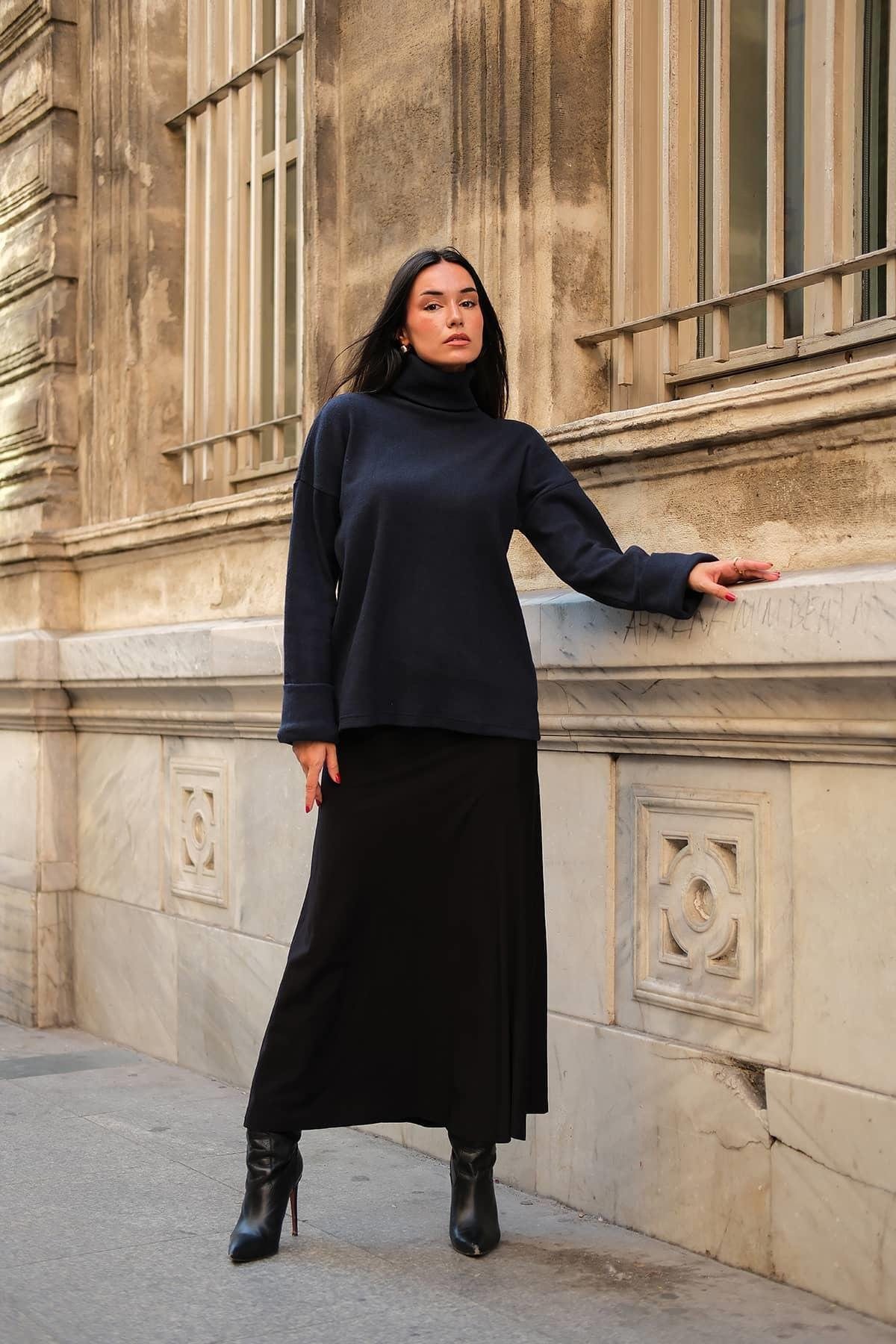 For You Moda Blusentop Marineblaue Bluse mit Ärmel-Details günstig online kaufen