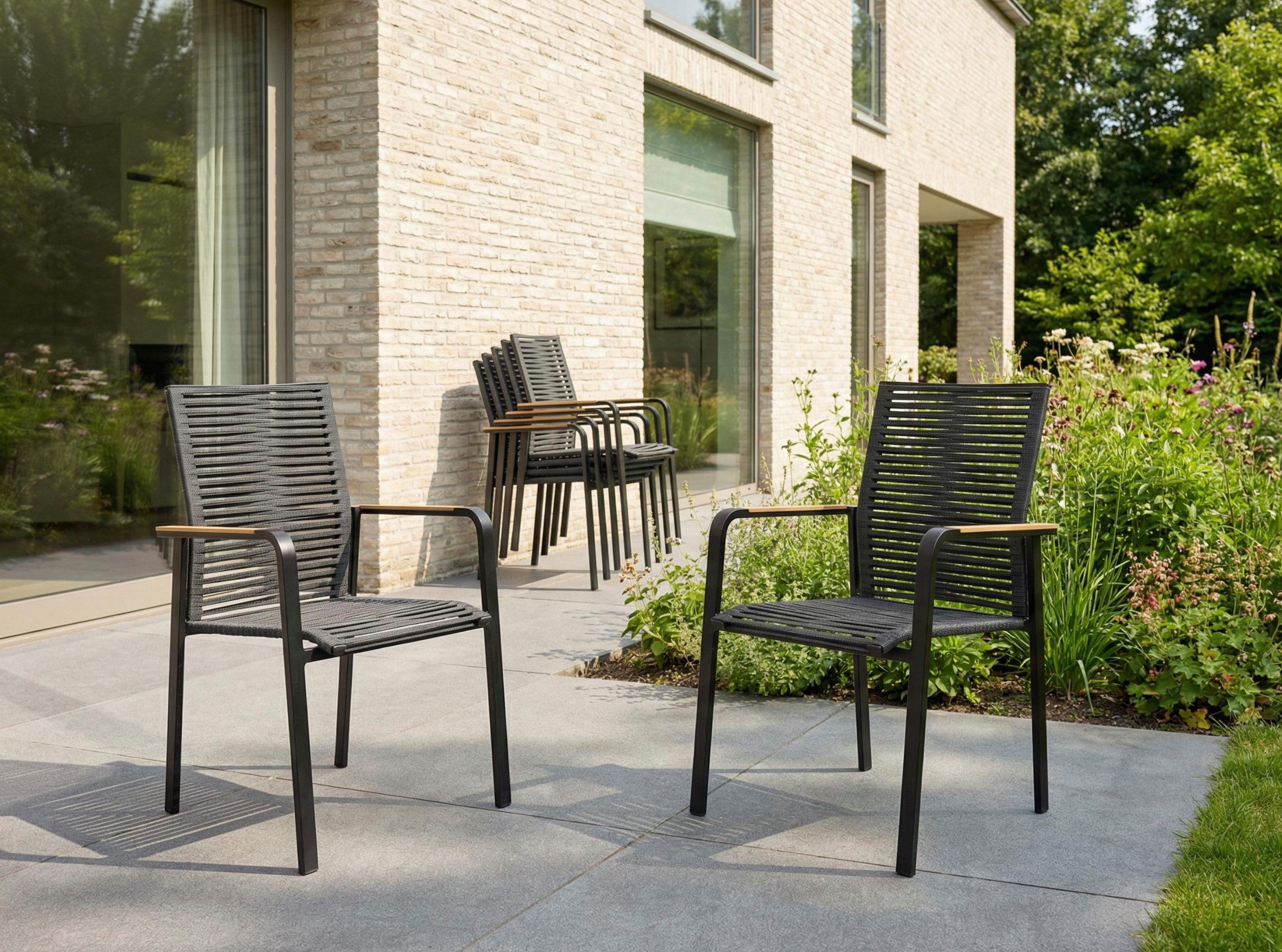 LC Garden Stapelstuhl LC Garden »Toronto« Stapelstuhl Rope schwarz Rope-Geflecht stapelbar (1 St)