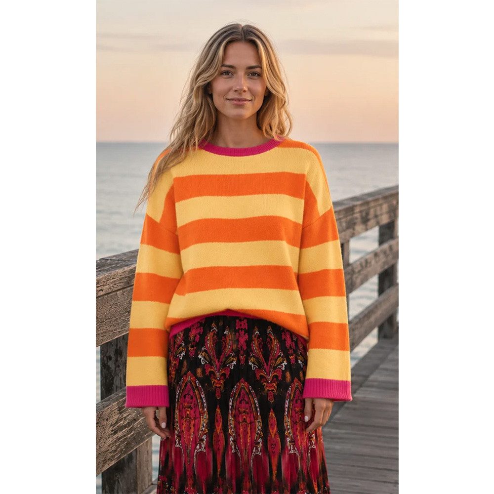 Miss Goodlife Sweater Miss Goodlife Damen Pullover Knit Sweater MG14862 Stripes multicolor