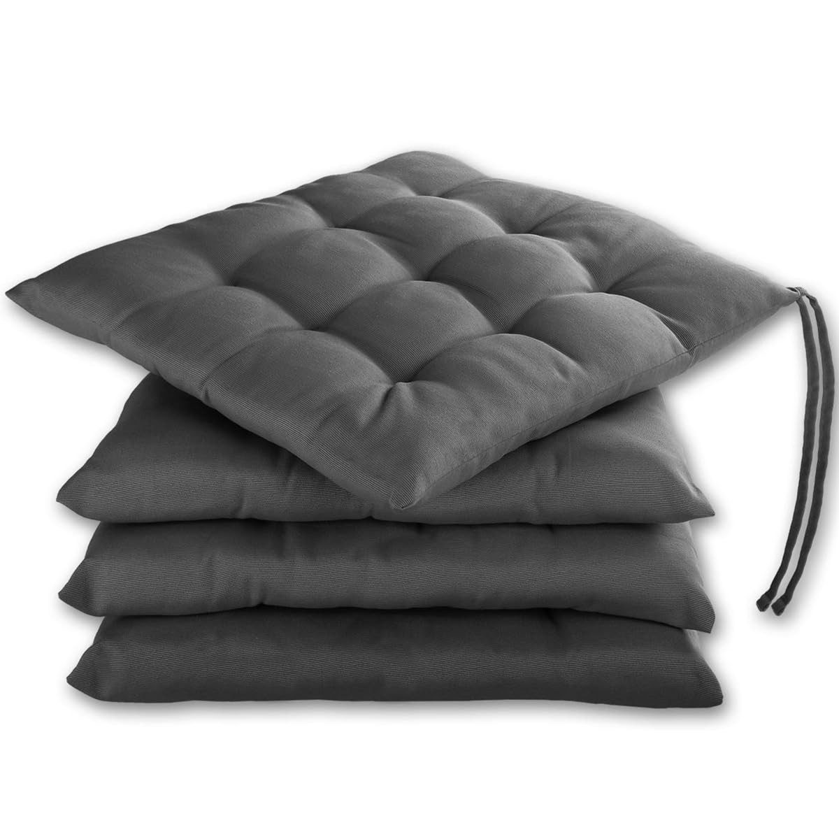 Gräfenstayn Stuhlkissen - 4er Set Sitzkissen 40×40 cm mit Haltebändern - In günstig online kaufen