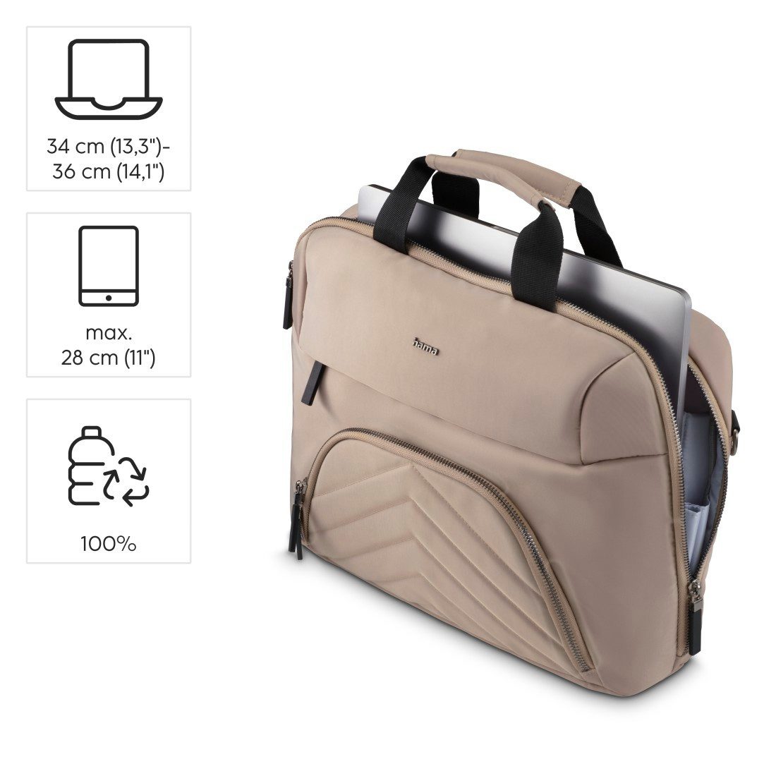 Hama Laptoptasche Laptoptasche für 13,3" - 14,1" (Tragegurt, Tabletfach, 3 extra Fächer)
