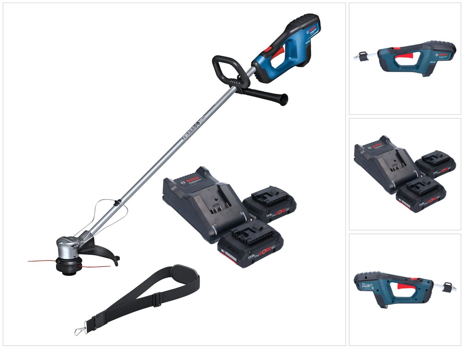Bosch Professional Akku-Rasentrimmer GRT 18V-33 Professional Rasentrimmer 18V 330 mm + 2x Akku 4 Ah + Lader