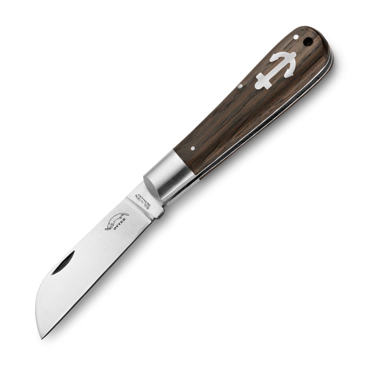 Otter Messer Taschenmesser Ankermesser klein Räuchereiche, Slipjoint Carbonstahl, Klinge