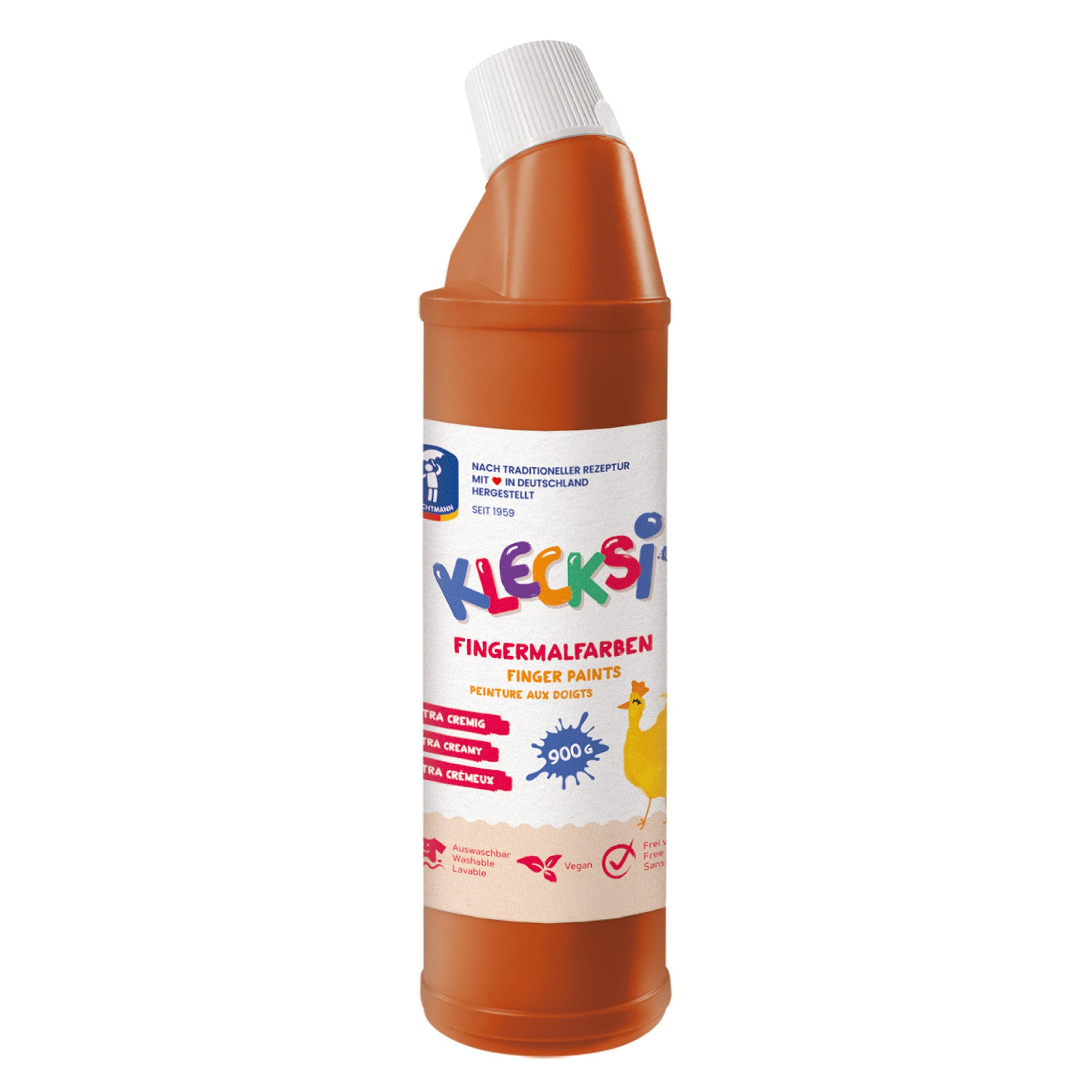 Feuchtmann Fingerfarbe Feuchtmann KLECKSi 900g Nachfüllflasche, Hautfreundliche, ungiftige & auswaschbare Fingermalfarbe ab 2 Jahren