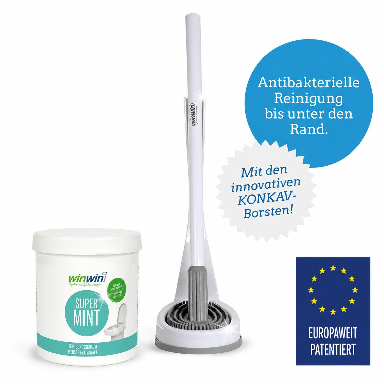 winwinCLEAN WC-Garnitur Set: WC Cleaner Konkav + Super Universalschaum 1KG, selbstreinigende Konkav - Silikonborstenbürste mit Anti-Haft-Effekt
