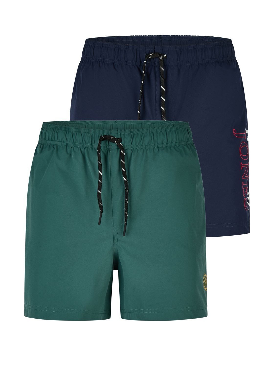 Jack & Jones Herren Badehose JPSTMAUI SWIM MIX SMU 2PK Regular Fit (2-St) Sportshorts mit Kordelzug
