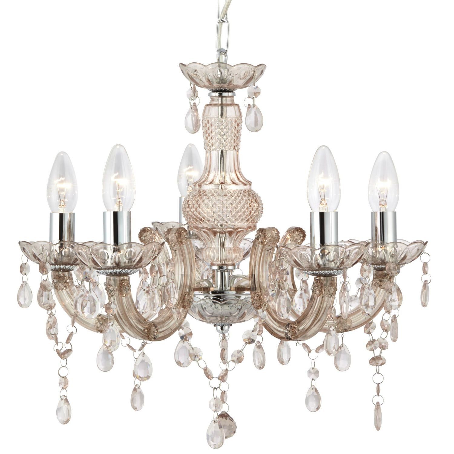 Licht-Erlebnisse Люстры MARIE THERESE, ohne Leuchtmittel, Natur 5-flammig E14 Glas Klassisch Wohnzimmer