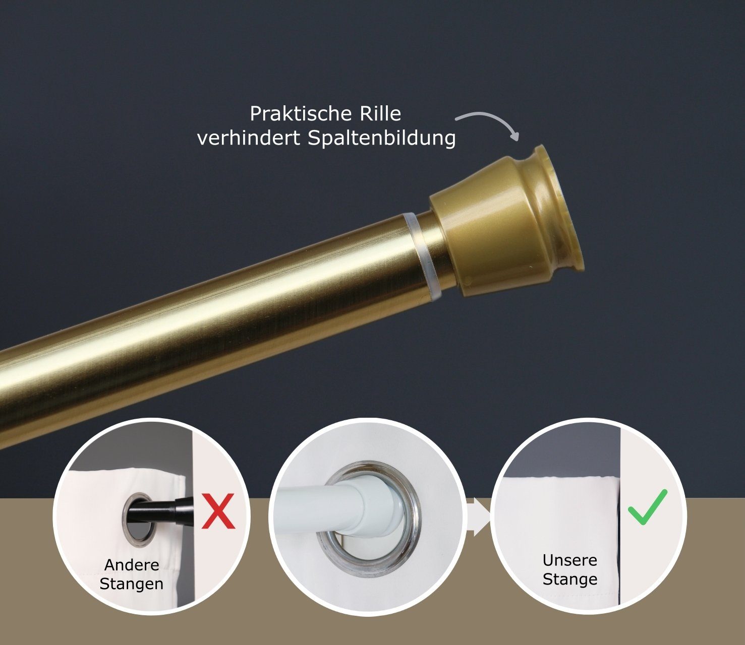 tinycurtains Klemmstange Teleskopstange 70-120 cm oder 111-200 cm Vorhangstange ohne Bohren, Ø 0.22 mm, 1-läufig, ausziehbar, klemmbar, Duschvorhangstange, Badstange, Gardinenstange, Metall, Klemmstange, stufenlos verstellbar, rostfrei, Stange für Türvorhang