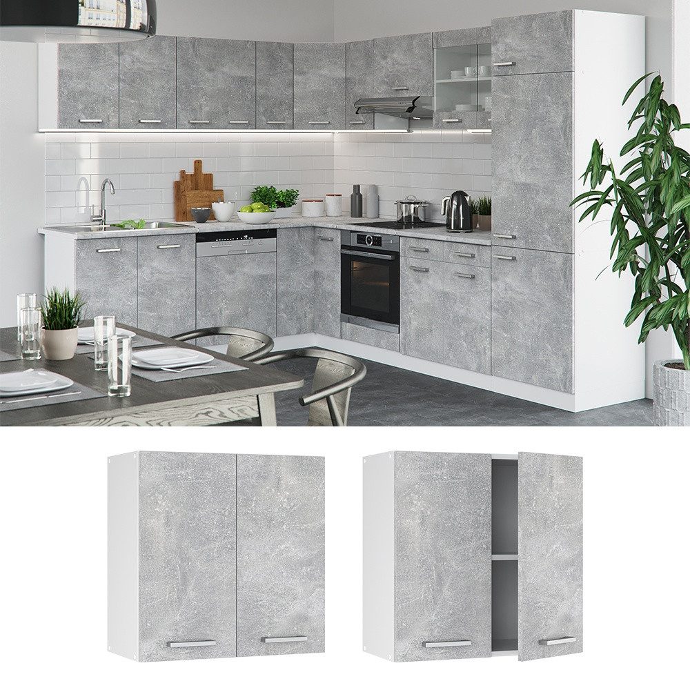 Vicco Hängeschrank R-Line, Beton/Weiß, 60 cm (1-St)