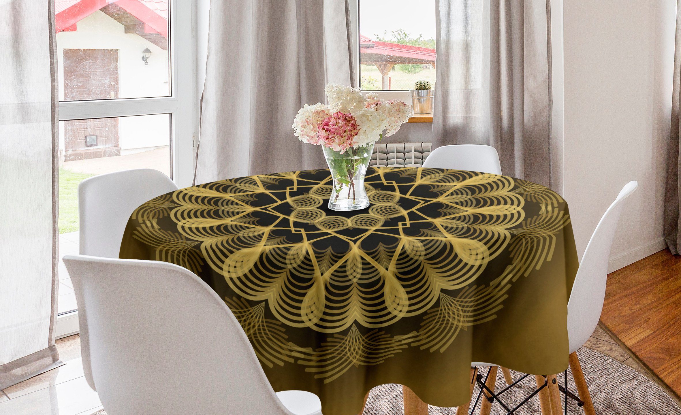Abakuhaus Tischdecke Kreis Tischdecke Abdeckung für Esszimmer Küche Dekoration, Mandala Kreative Yoga Motive