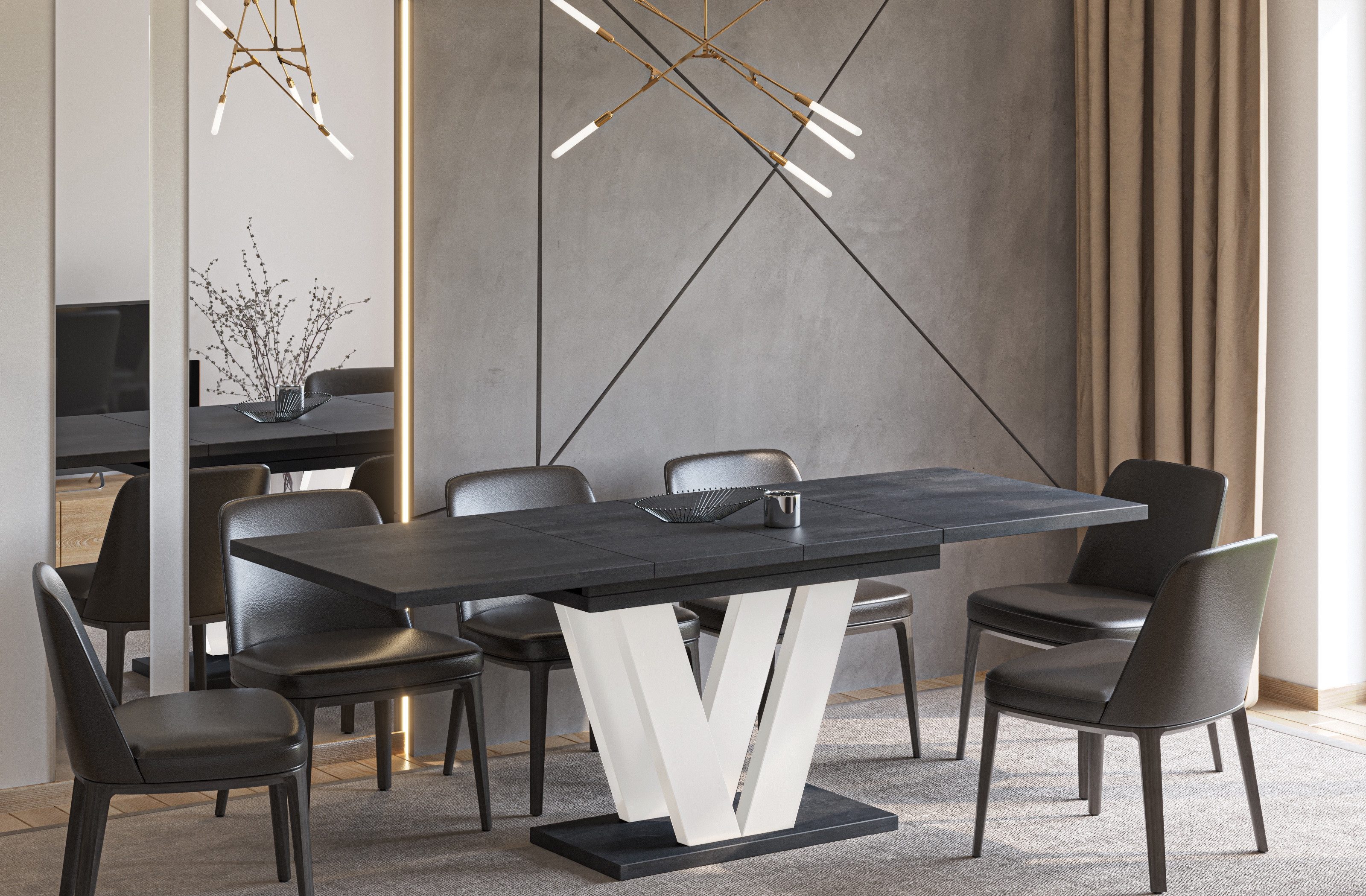 Endo-Moebel Säulen-Esstisch "Lara White" 130-210cm ausziehbar erweiterbar, günstig online kaufen