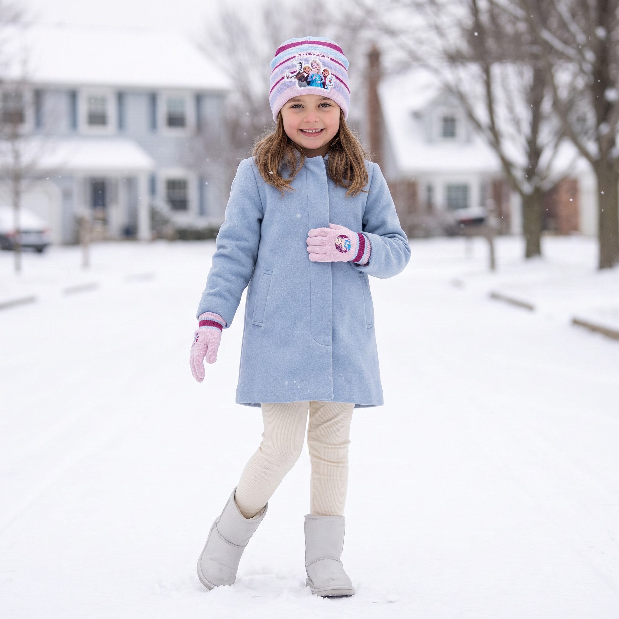 Disney Schlupfmütze Disney Die Eiskönigin Elsa Kinder Herbst Wintermütze plus Handschuhe (2-St) Gr. 53 bis 55 – Bild 2 von 3