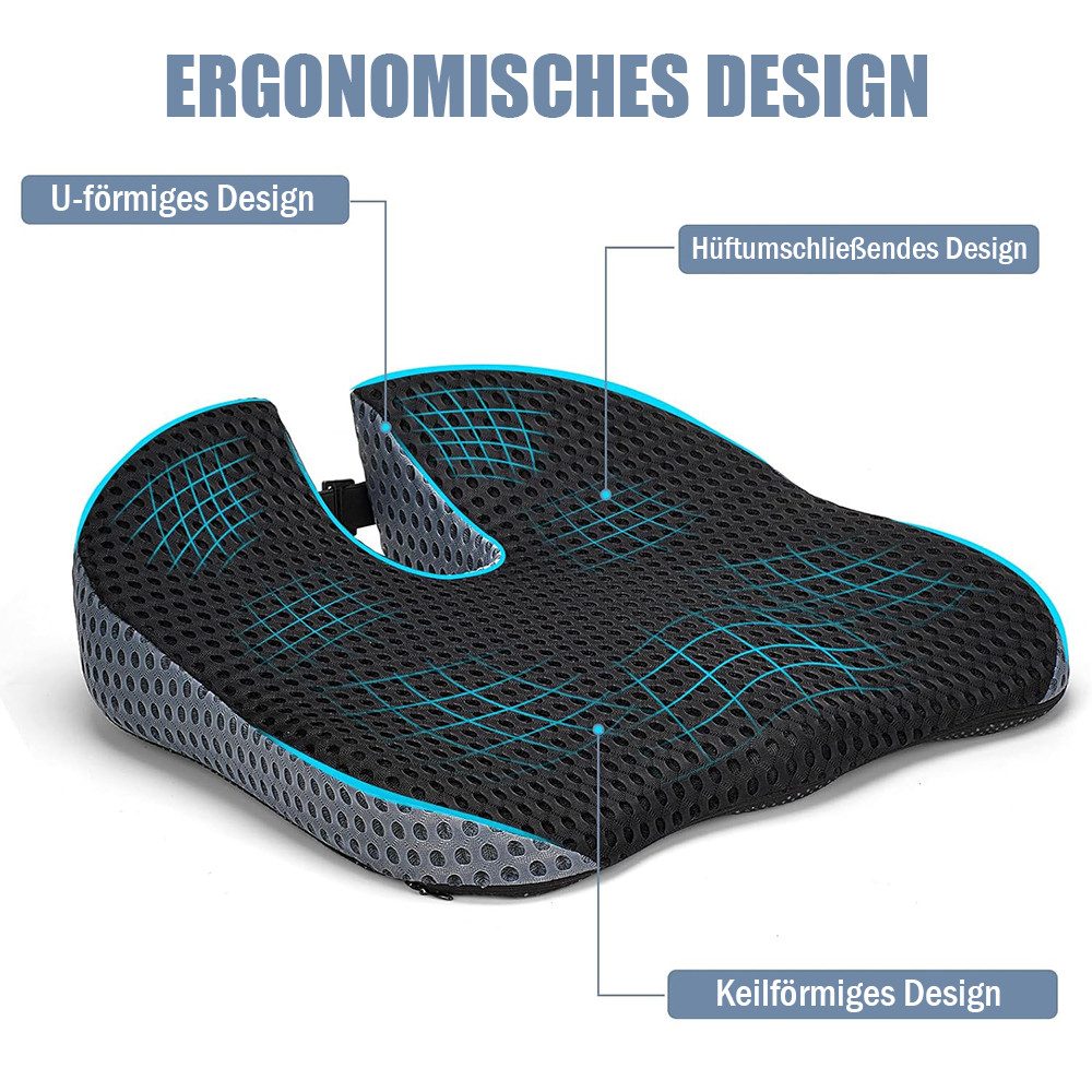 AFKSMILE Stuhlkissen Keilkissen für Fahrer, Ergonomisches Autositzkissen aus Memory-Foam, Mit Keil-Design – Geeignet für Fahrersitze in PKW & Transportern