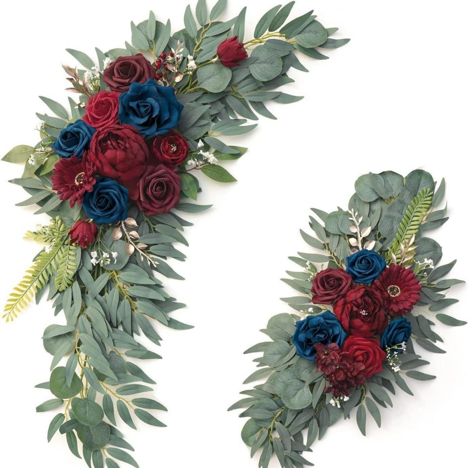 Kunstgirlande Hochzeitsbogen Blumen Set Weinrot 70cm/50cm, LuxusKollektion, Höhe 5 cm