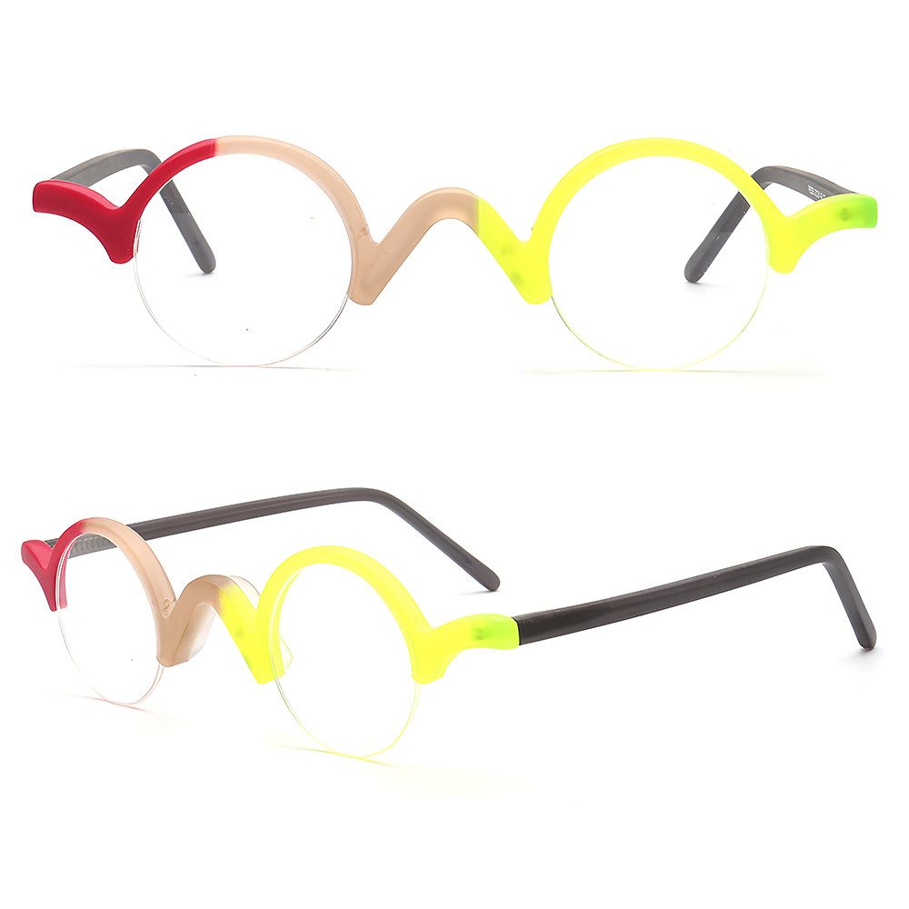PACIEA Lesebrille Damen Herren Halbrand Mehrfarbig Anti Blaulicht Mode Rundrahmen