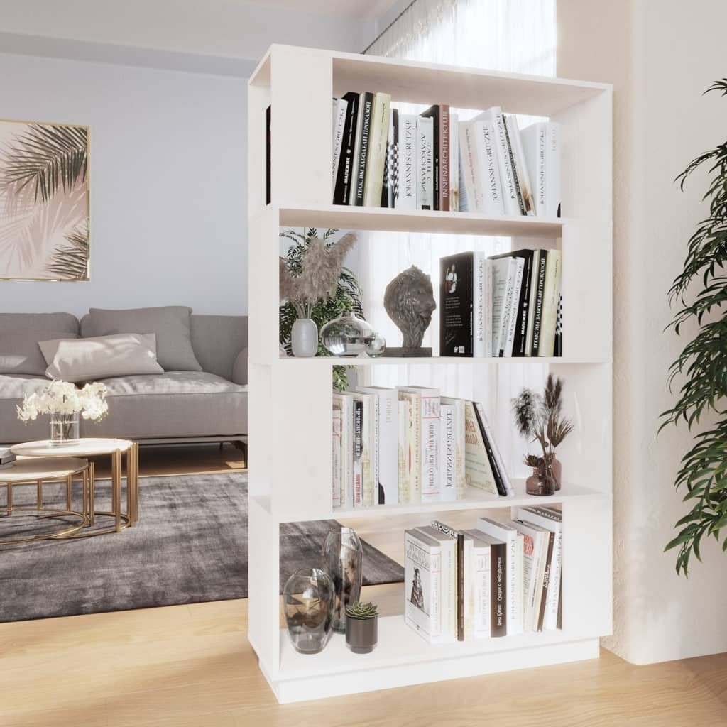 furnicato Bücherregal Bücherregal/Raumteiler Weiß 80x25x132 cm Massivholz Kiefer