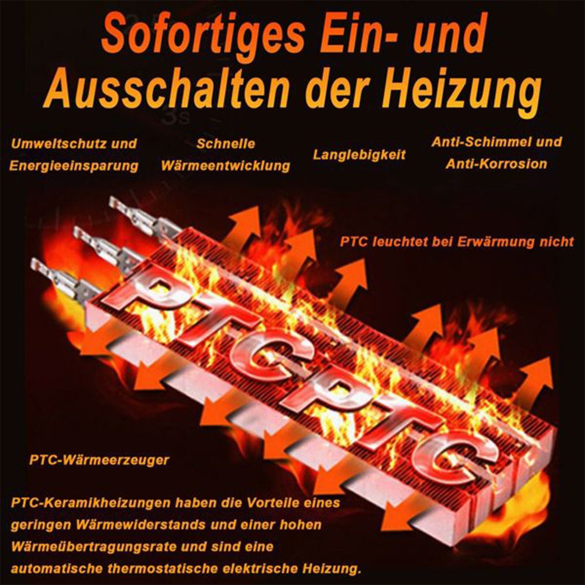 autolock Heizlüfter Heizlüfter 3 Heizstufen 1500W Energiesparender Heizgerät, Heizung Keramikheizlüfter für Wohnräume Büros Werkstätten