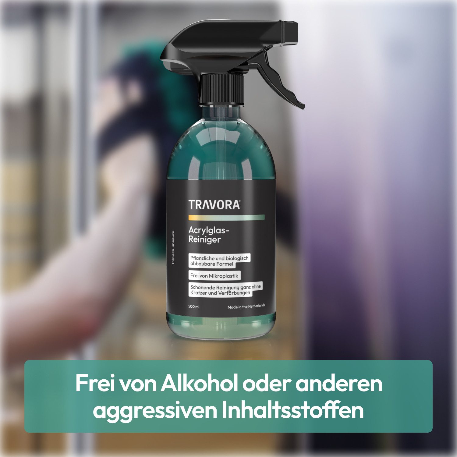 TRAVORA Reinigungs-Set Bio-Glasreiniger Auto & Acryl Glas Reiniger für kristallklare Sicht