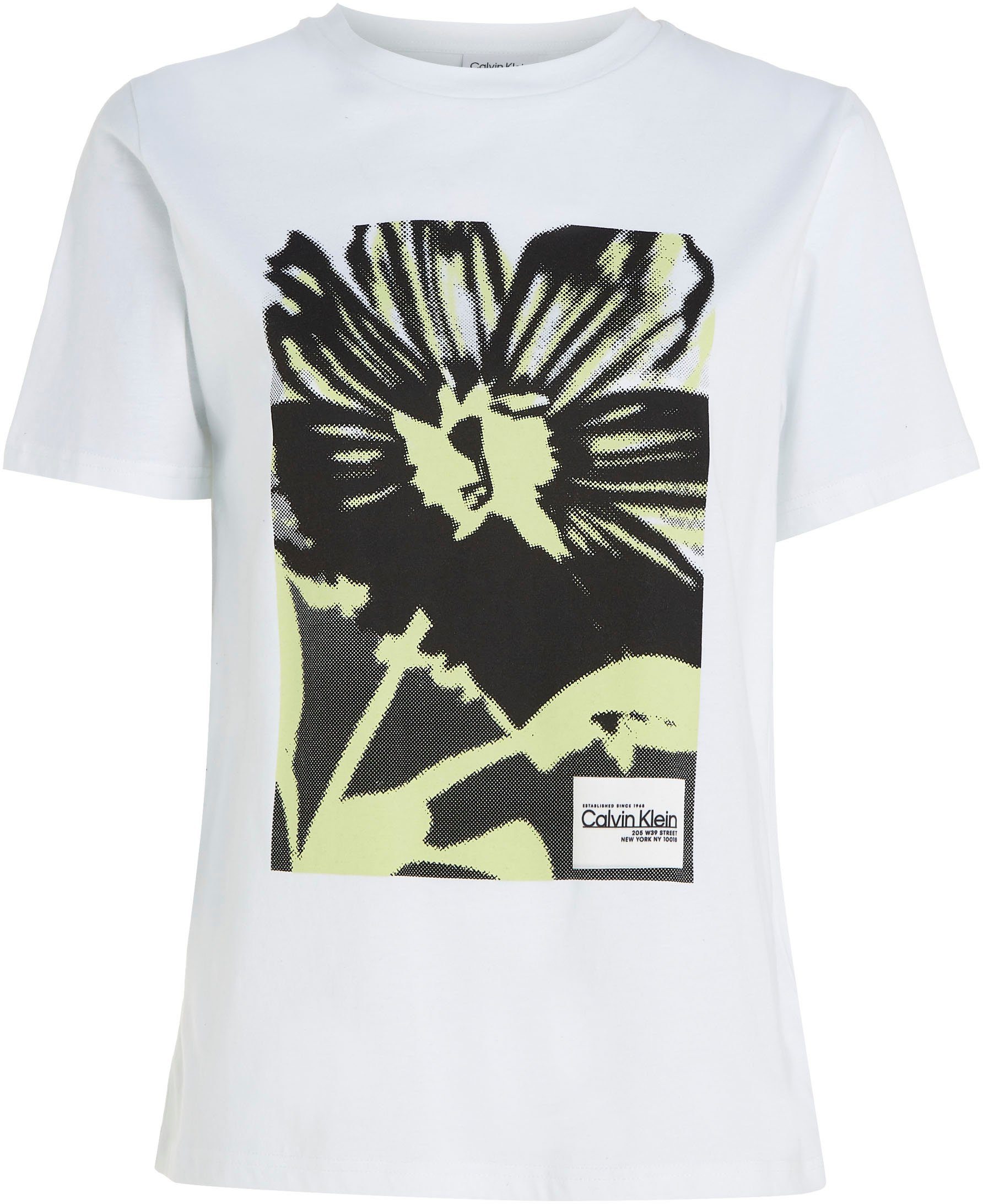 mit Klein Floral-Printmuster Calvin T-Shirt