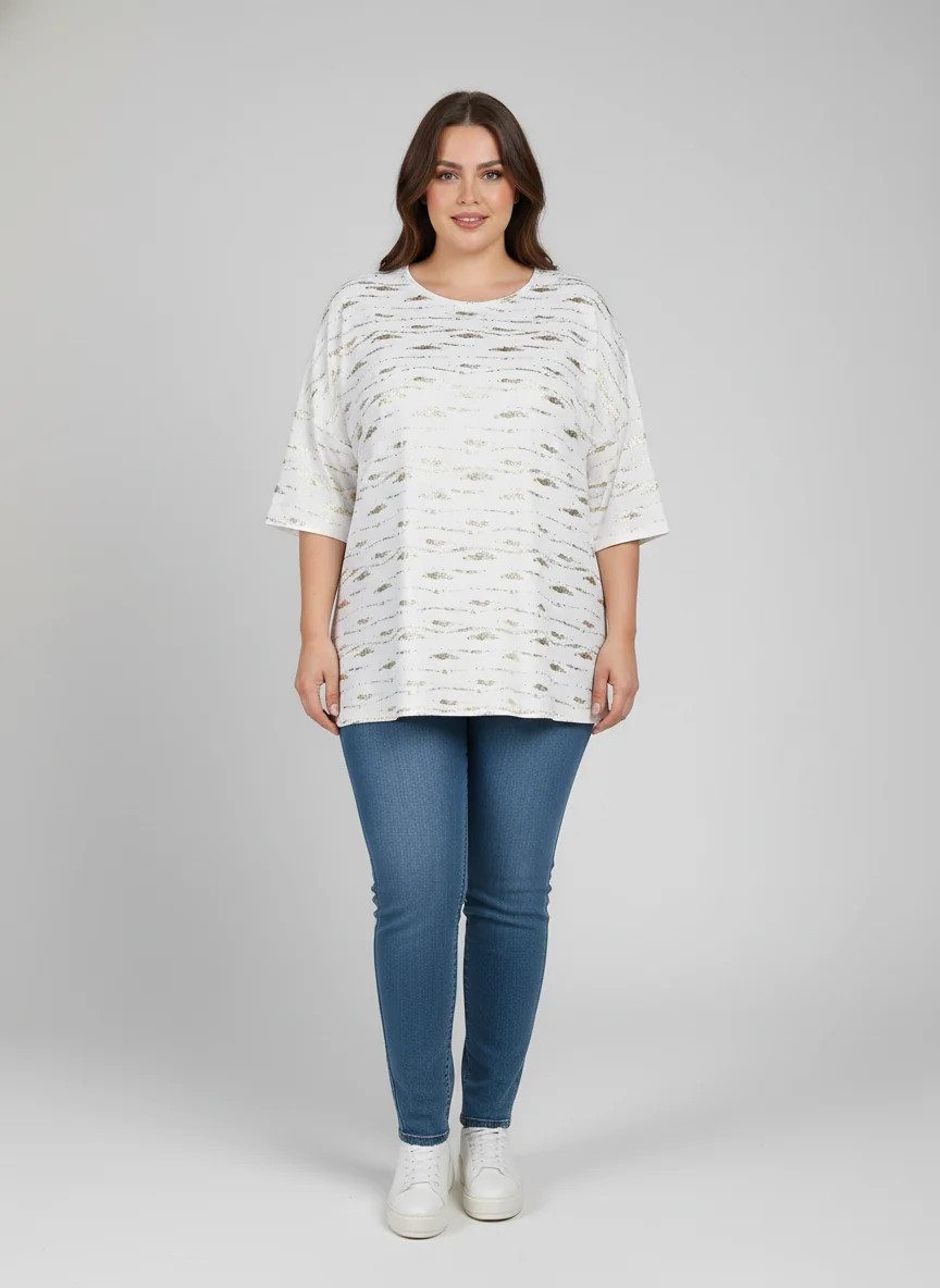 Blusentop Bluse mit Goldfolienverzierungen